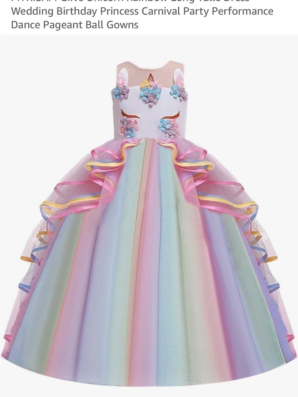 Pastel Rainbow Unicorn Tulle Flower Girl Dress